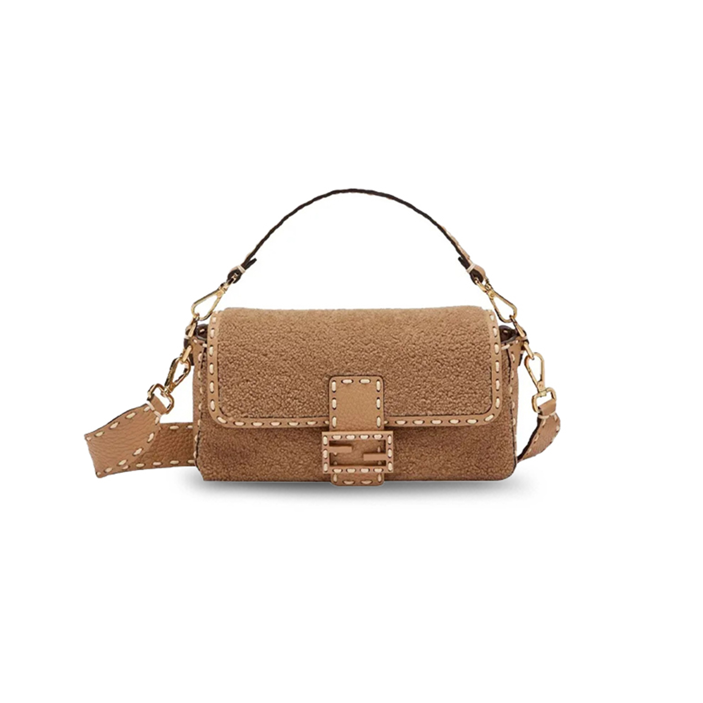 F**di baguette medium shearling shoulder bag 8br600ah96f1f7o (27*15*6cm)